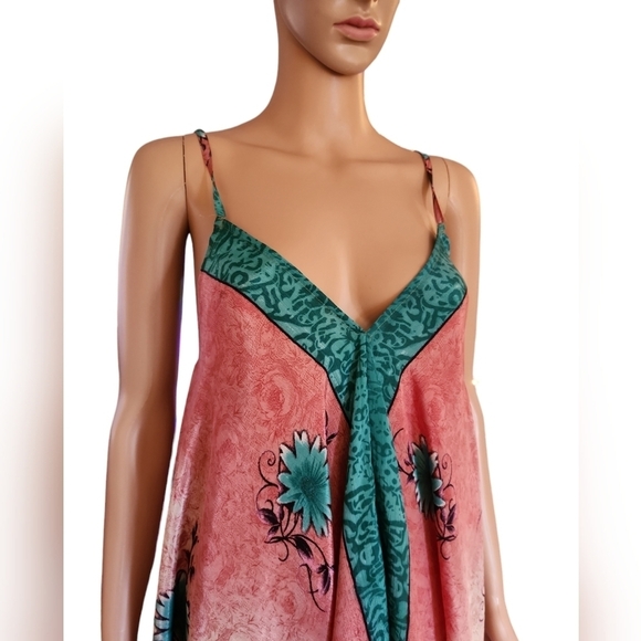 Vision of Tibet 100% Silk Maxi Dress - Picture 3 of 8